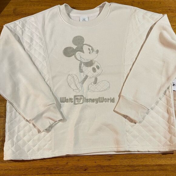 Disney Mickey Mouse Cream Sweatshirt XL NWT - Picture 1 of 14